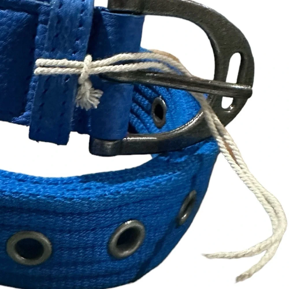 NWT Free People Avril Grommet Leather Woven Extra-Long Belt in Cobalt Blue